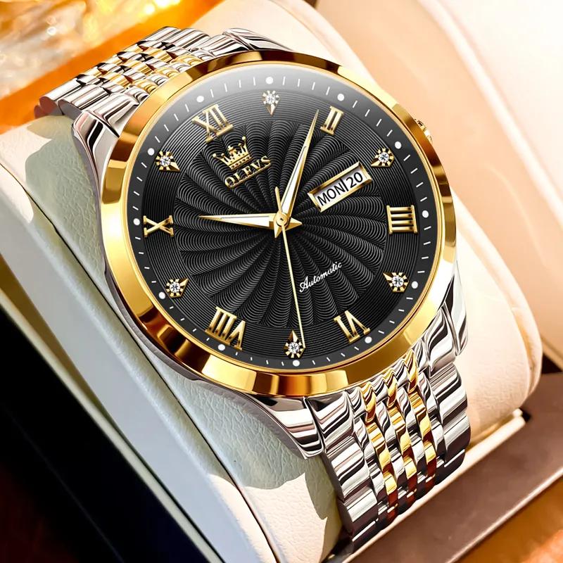 OLEVS Automatic Mechanical Movement Watch Men's Watches White Dial-7