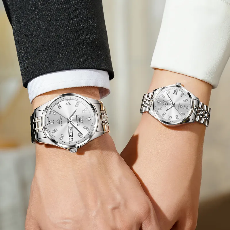 OLEVS Automatic Mechanical Movement Watch Unisex White Dial-3