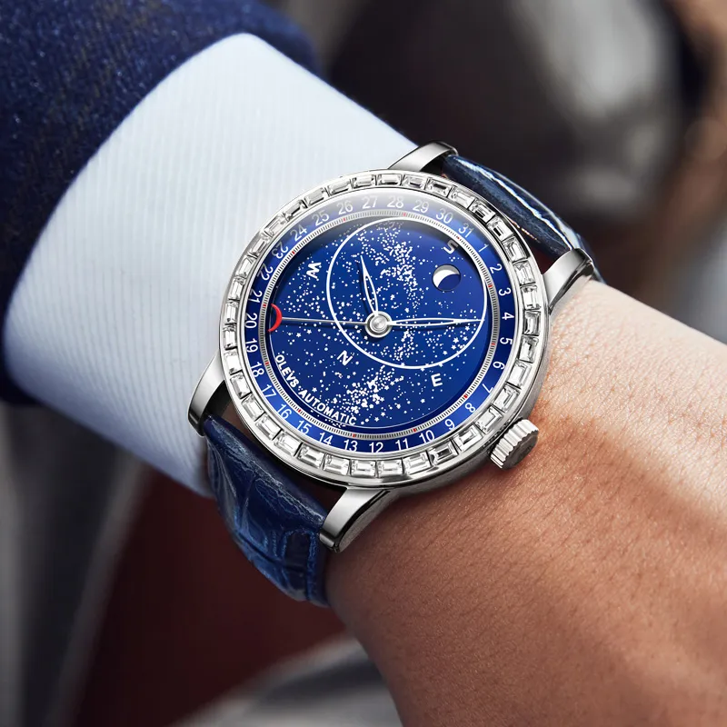 OLEVS Radiant Collection Automatic Mechanical Movement Watch Men's Watches Blue Dial-2