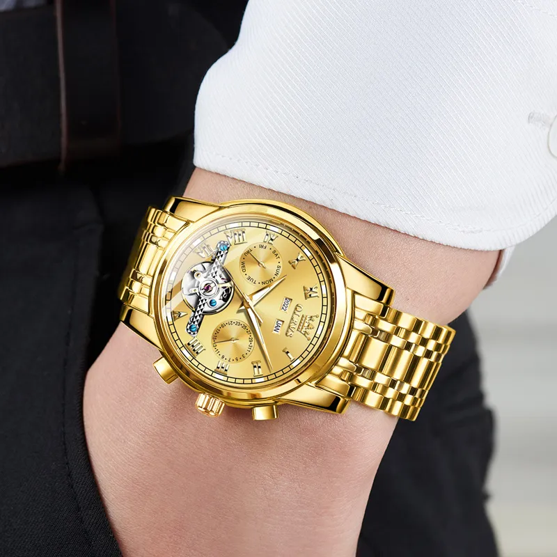 OLEVS Play The Cool Series Mechanical Movement Stainless Steel Watchband Watch Men's Watches Black Dial-23