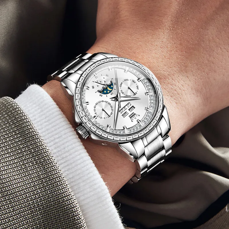 OLEVS Wisdom Series Mechanical Movement Watch Men's Watches White Dial-3