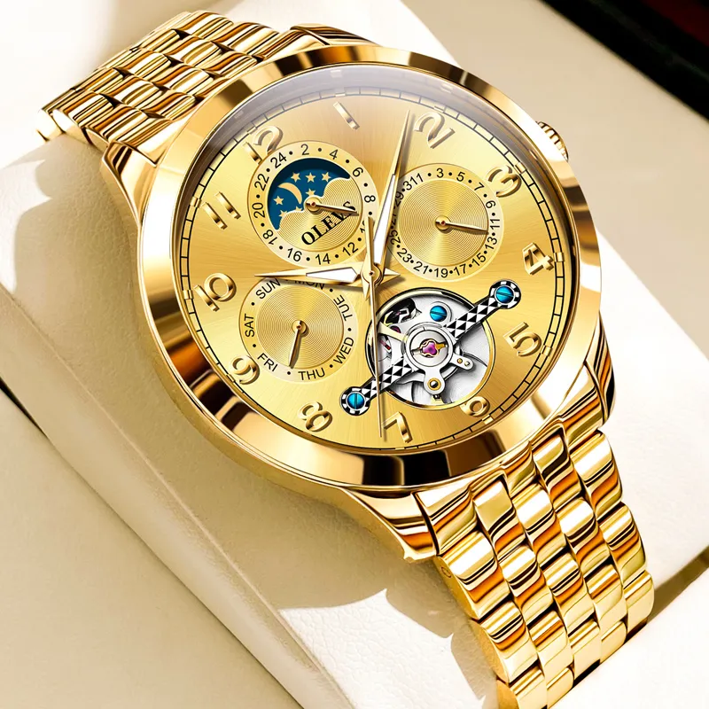 OLEVS Play The Cool Series Mechanical Movement Stainless Steel Watchband Watch Men's Watches White Dial-55
