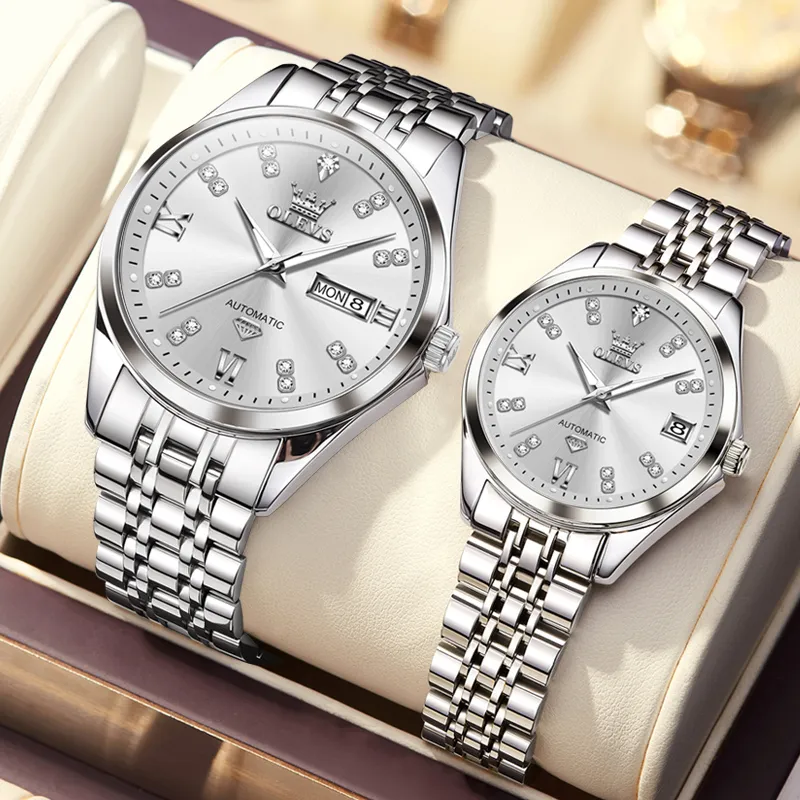 OLEVS Automatic Mechanical Movement Watch Unisex White Dial-1