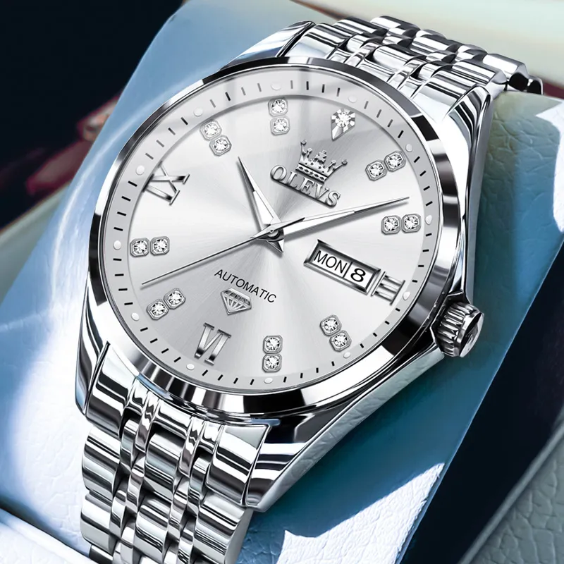 OLEVS Minimalist Series Automatic Mechanical Movement Watch Men's Watches White Dial-1