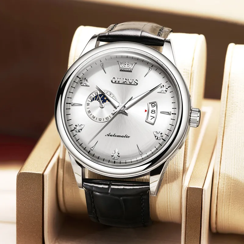 OLEVS Play The Cool Series Mechanical Movement Watch Men's Watches White Dial-2