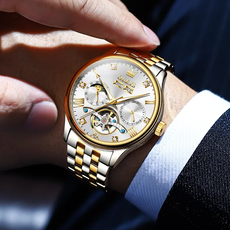 OLEVS Wisdom Series Mechanical Movement Watch Men's Watches Black Dial-10