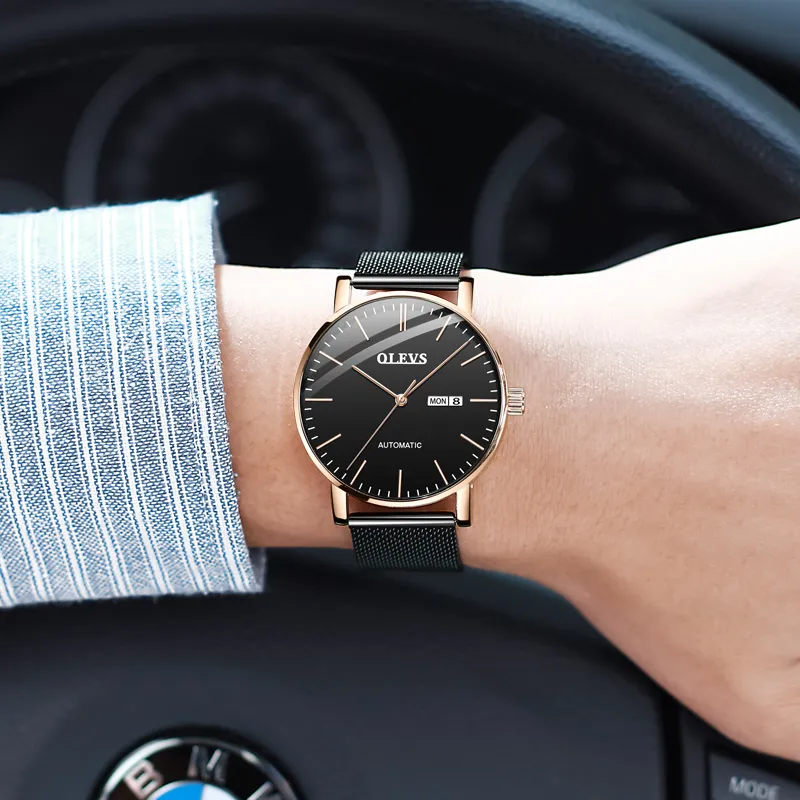 OLEVS Wisdom Series Mechanical Movement Watch Men's Watches Black Dial-3