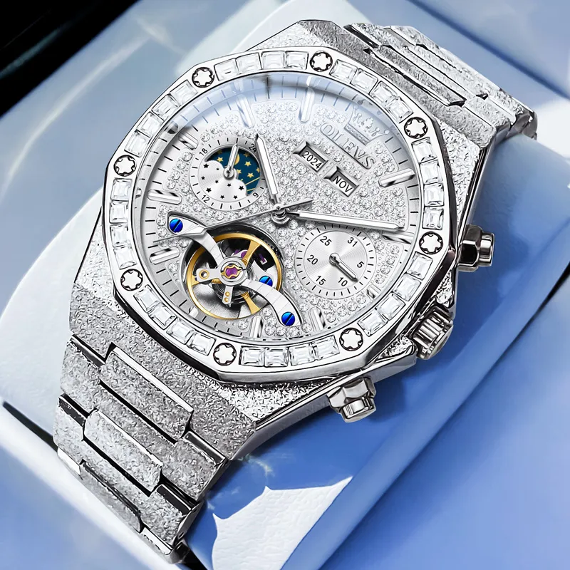 OLEVS Play The Cool Series Mechanical Movement Stainless Steel Watchband Watch Men's Watches Silver Dial-6