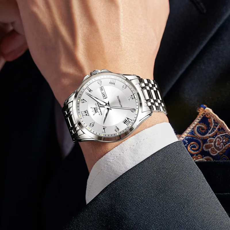 OLEVS Radiant Collection Mechanical Movement Watch Men's Watches White Dial-2