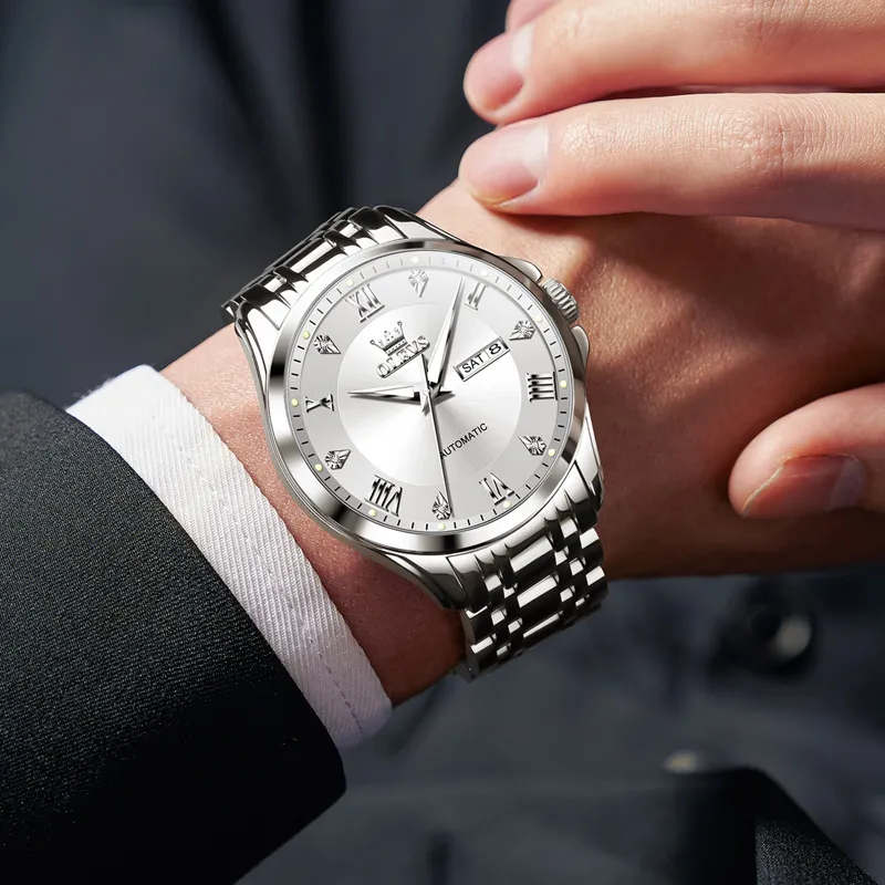 OLEVS Radiant Collection Mechanical Movement Watch Men's Watches White Dial-3