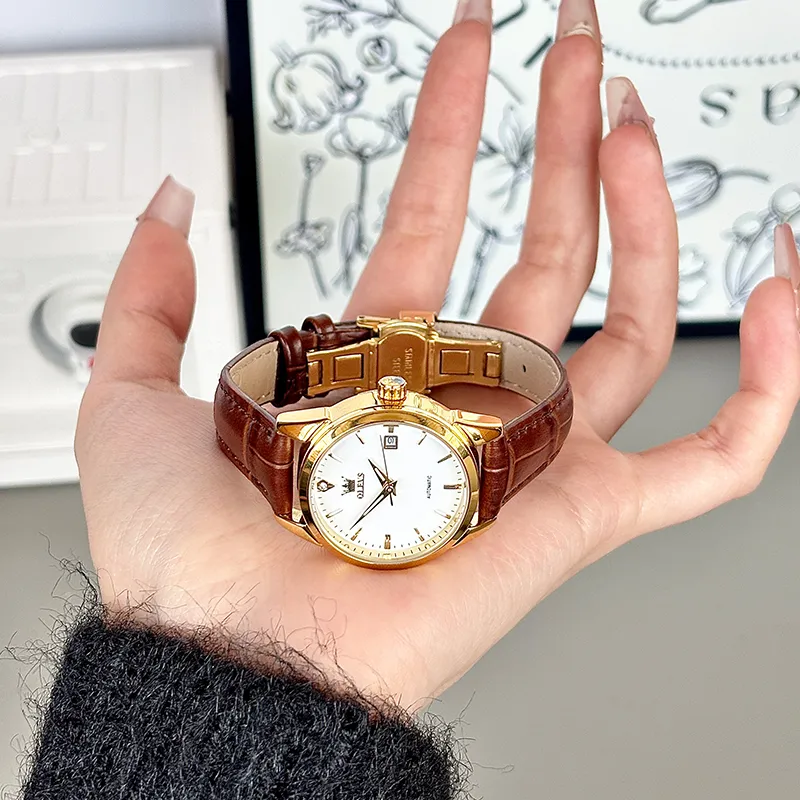 OLEVS Minimalist Series Mechanical Movement Watch Women's Watch White Dial-23