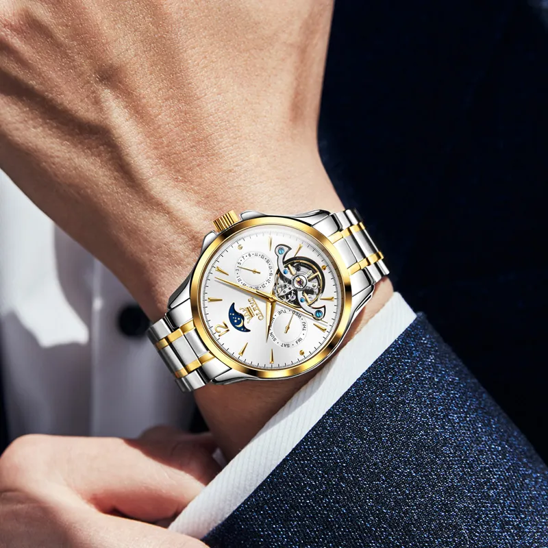 OLEVS Play The Cool Series Automatic Mechanical Movement Stainless Steel Watchband Watch Men's Watches Blue Dial-12