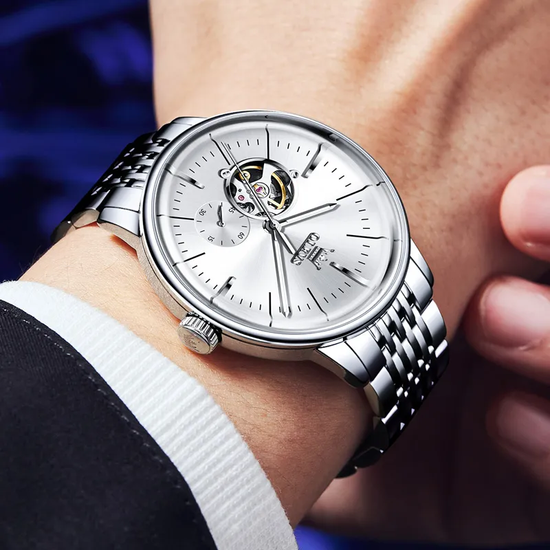 OLEVS Minimalist Series Mechanical Movement Watch Men's Watches White Dial-7