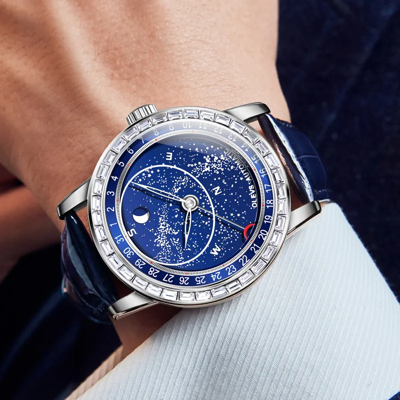 OLEVS Radiant Collection Automatic Mechanical Movement Watch Men's Watches Blue Dial-3