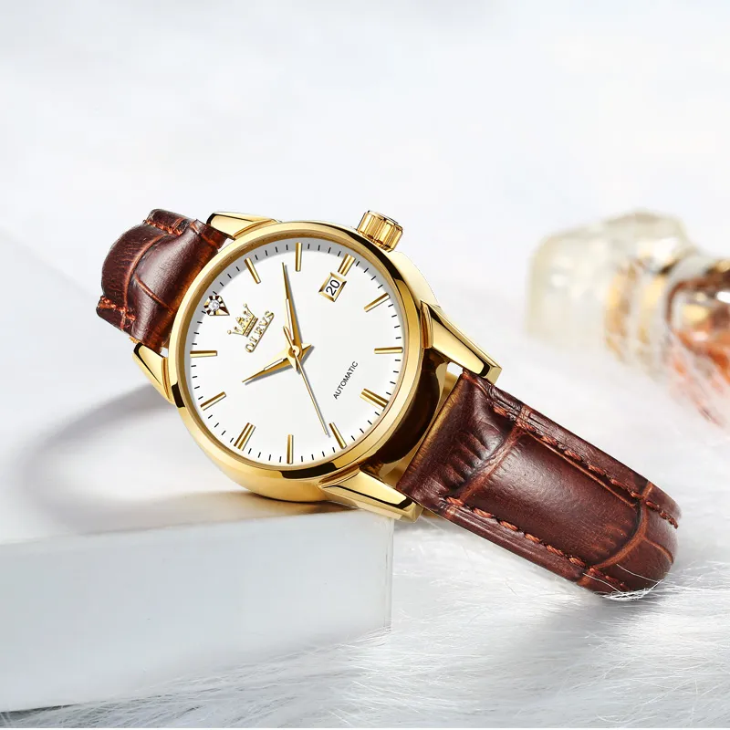 OLEVS Minimalist Series Mechanical Movement Watch Women's Watch White Dial-36