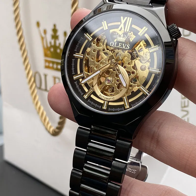 OLEVS Play The Cool Series Mechanical Movement Stainless Steel Watchband Watch Men's Watches White Dial-16