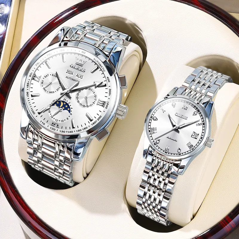 OLEVS Heart-to-Heart Knot Collection Mechanical Movement Watch Unisex White Dial-2