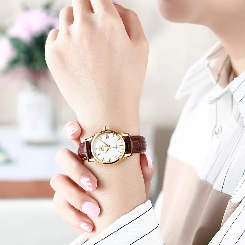 OLEVS Minimalist Series Mechanical Movement Watch Women's Watch White Dial-34