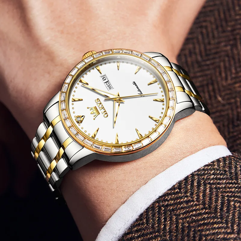 OLEVS Mechanical Movement Stainless Steel Watchband Watch Men's Watches White Dial-8