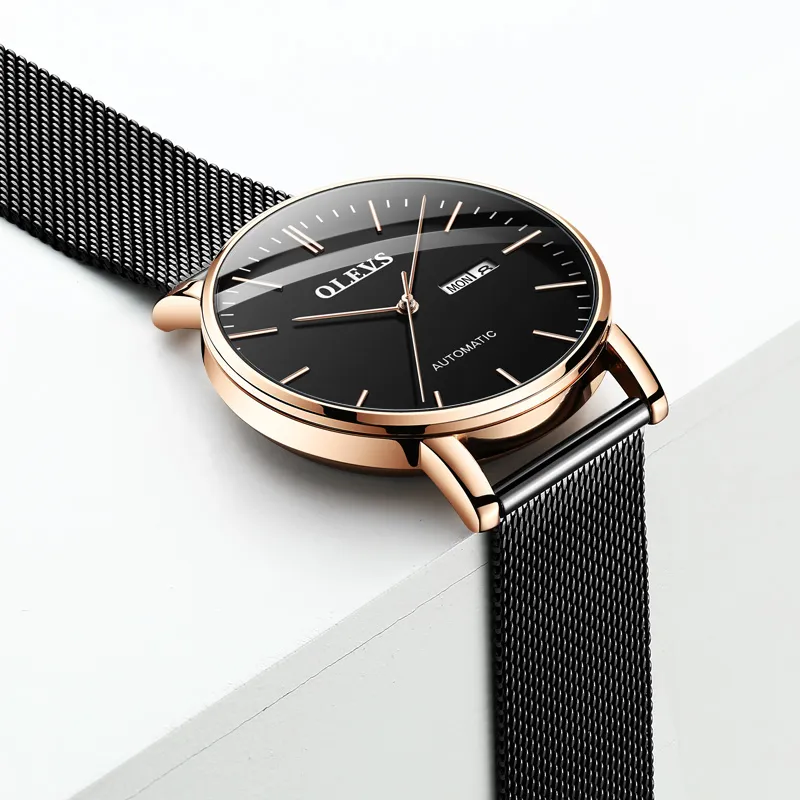 OLEVS Wisdom Series Mechanical Movement Watch Men's Watches Black Dial-4