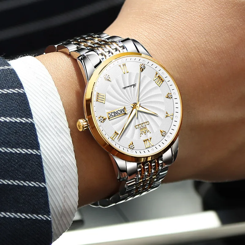 OLEVS Automatic Mechanical Movement Watch Men's Watches White Dial-4