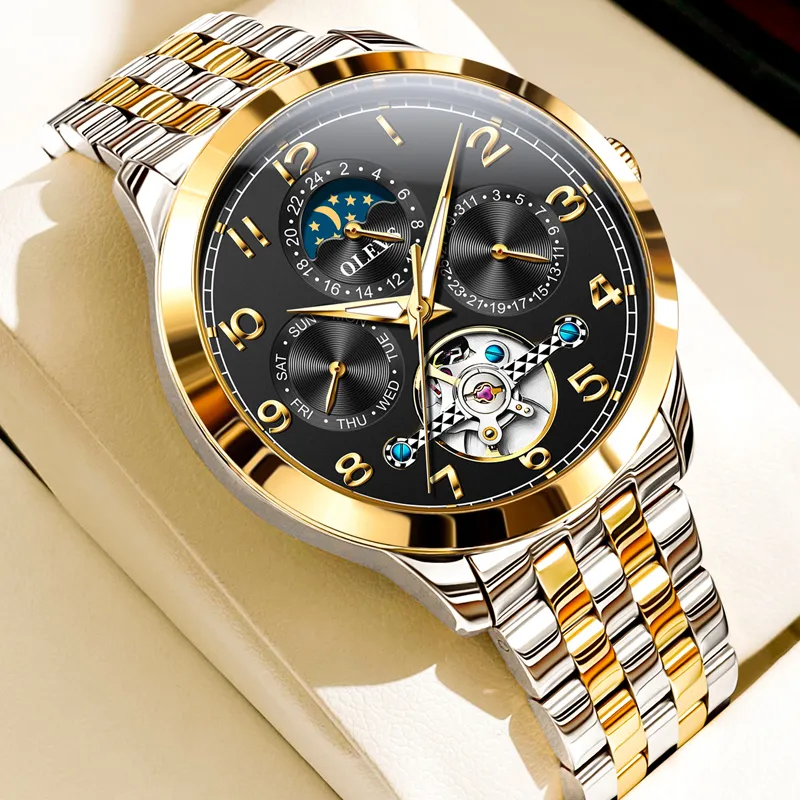 OLEVS Play The Cool Series Mechanical Movement Stainless Steel Watchband Watch Men's Watches White Dial-44