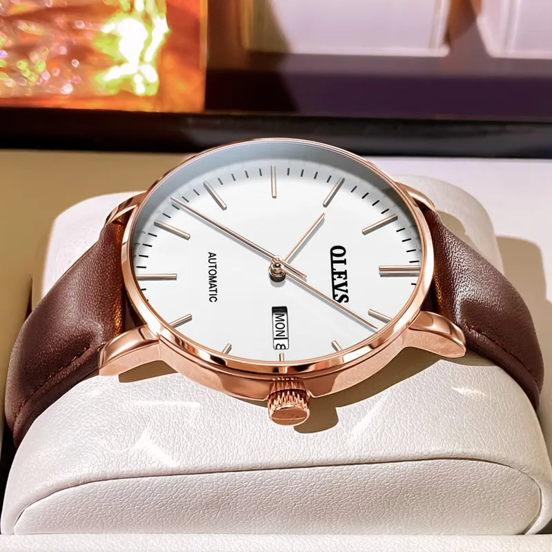 OLEVS Minimalist Series Mechanical Movement Watch Men's Watches White Dial-1