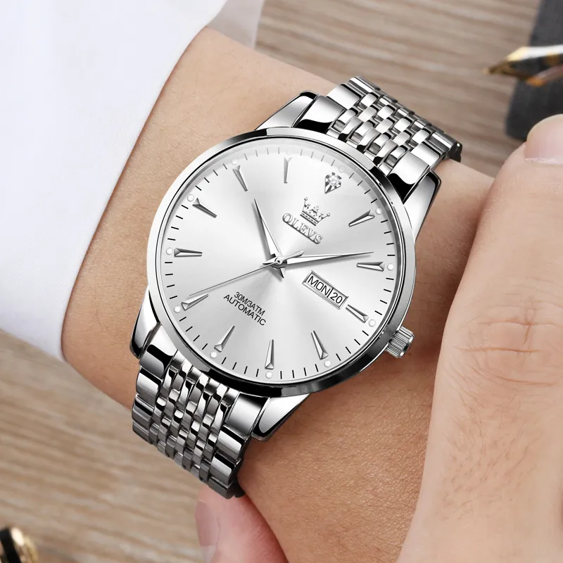 OLEVS Wisdom Series Mechanical Movement Watch Men's Watches Silver Dial-3
