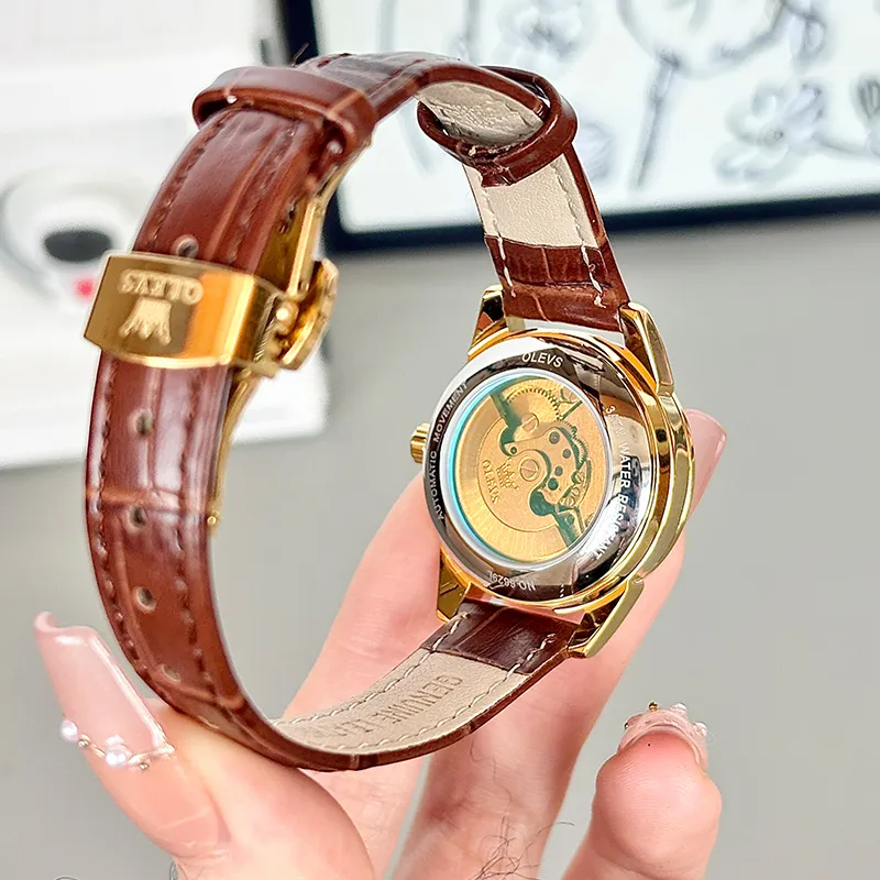 OLEVS Minimalist Series Mechanical Movement Watch Women's Watch White Dial-24