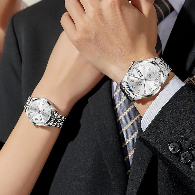 OLEVS Automatic Mechanical Movement Watch Unisex White Dial-4