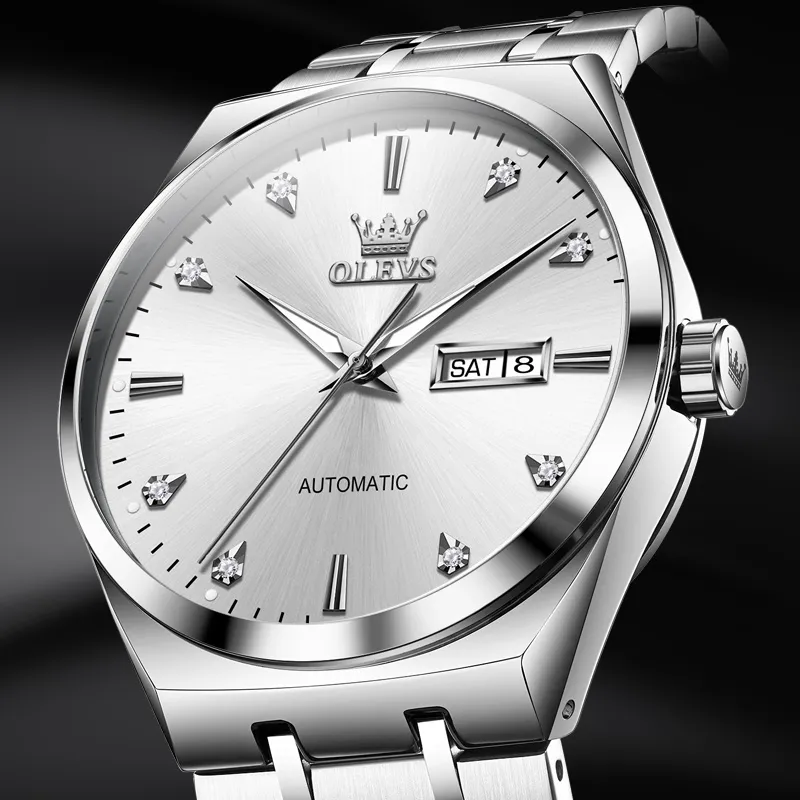 OLEVS Wisdom Series Mechanical Movement Watch Men's Watches White Dial-2