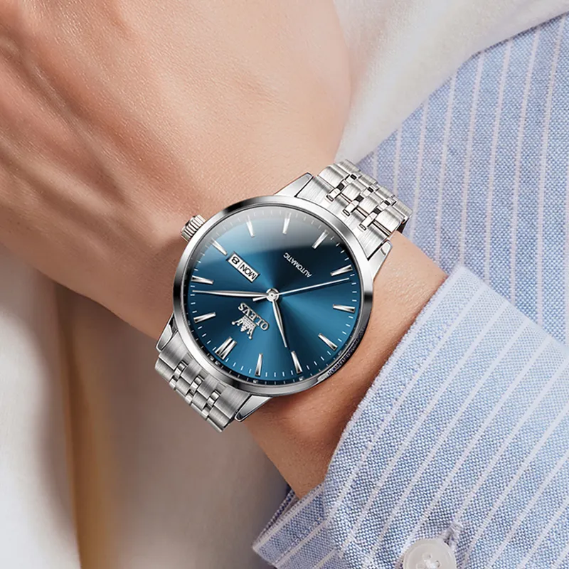 OLEVS Gift Box Set Wrist Watch Mechanical Movement Stainless Steel Watchband Watch Men's Watches White Dial-19
