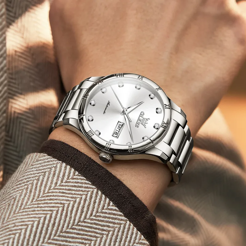 OLEVS Minimalist Series Automatic Mechanical Movement Watch Men's Watches Silver Dial-2