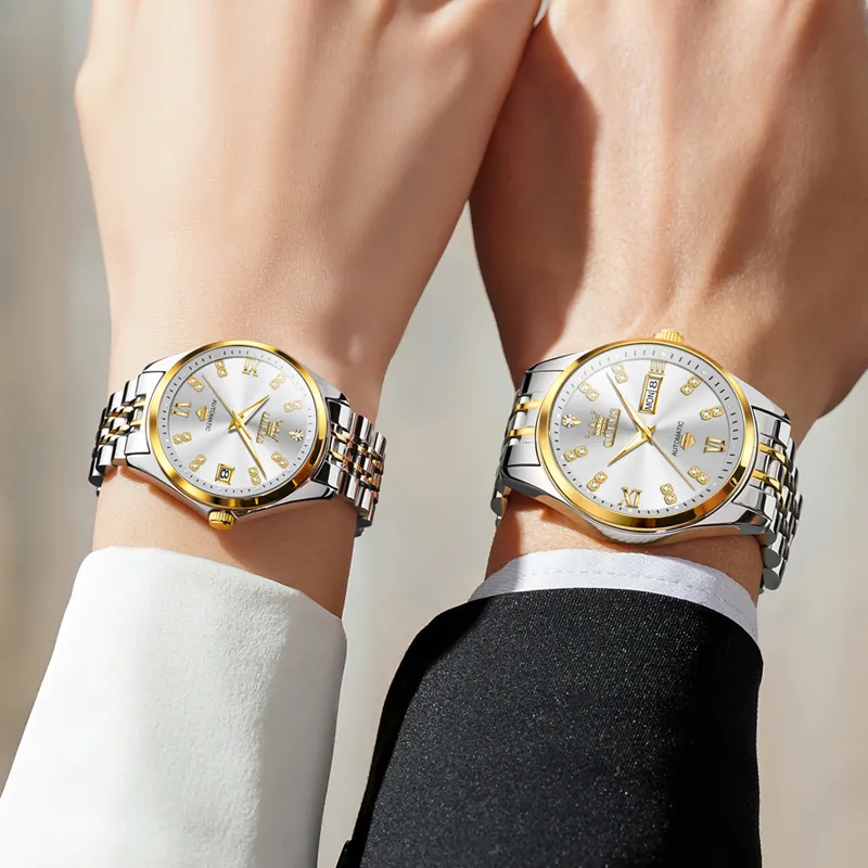 OLEVS Automatic Mechanical Movement Watch Unisex White Dial-10