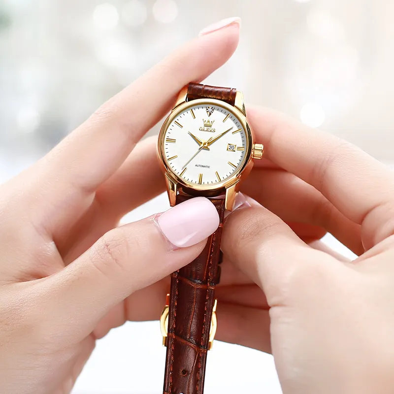 OLEVS Minimalist Series Mechanical Movement Watch Women's Watch White Dial-33