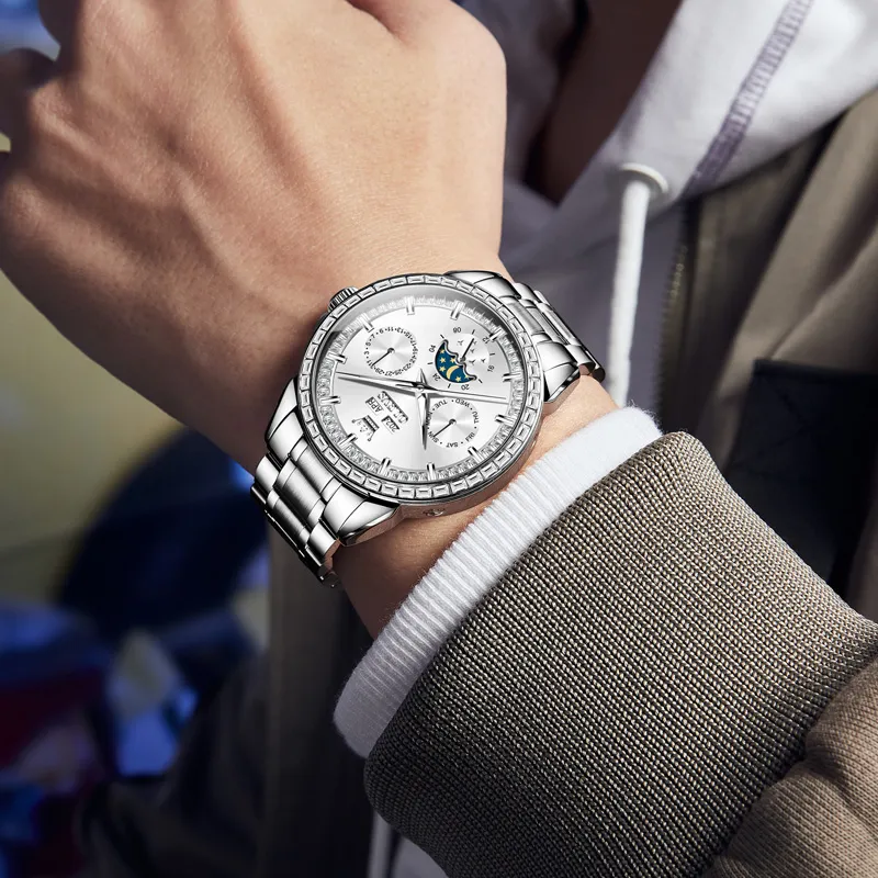 OLEVS Wisdom Series Mechanical Movement Watch Men's Watches White Dial-4