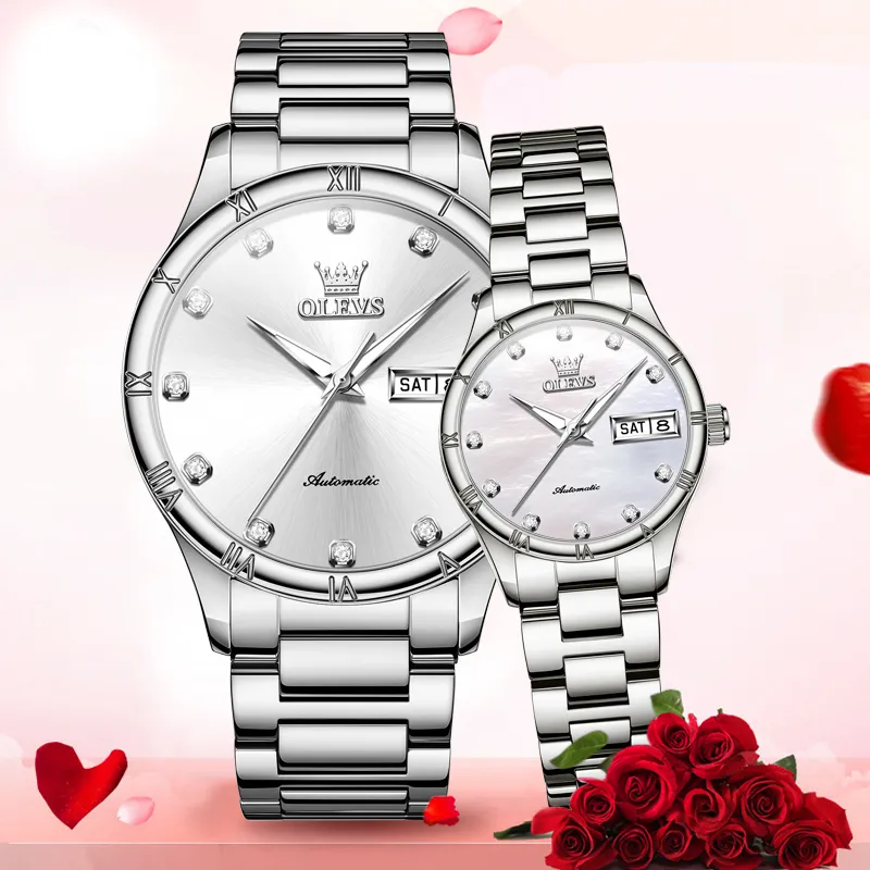 OLEVS Automatic Mechanical Movement Watch Unisex White Dial-1