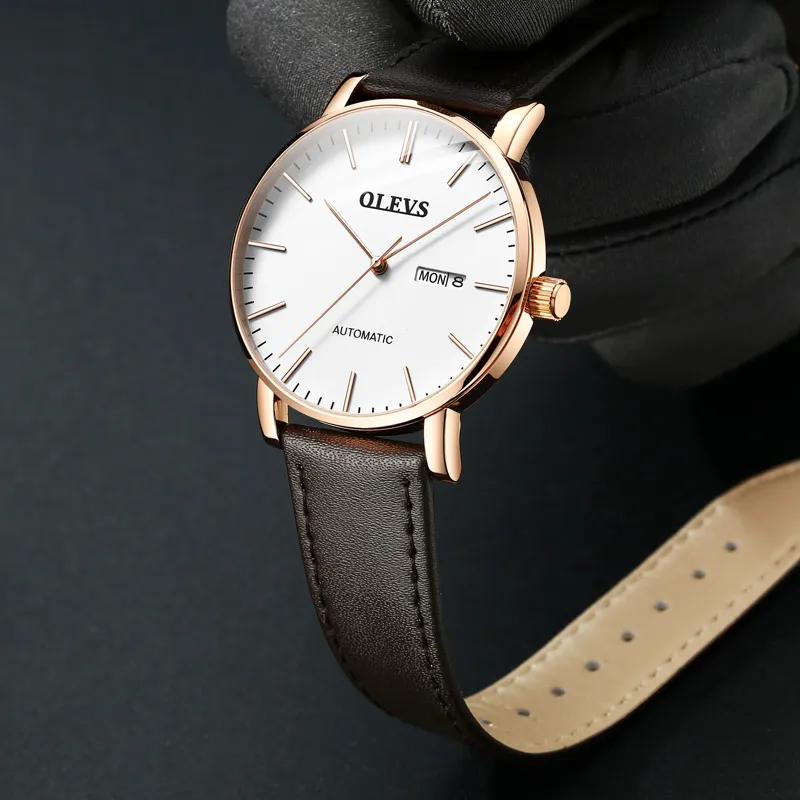OLEVS Minimalist Series Mechanical Movement Watch Men's Watches White Dial-5