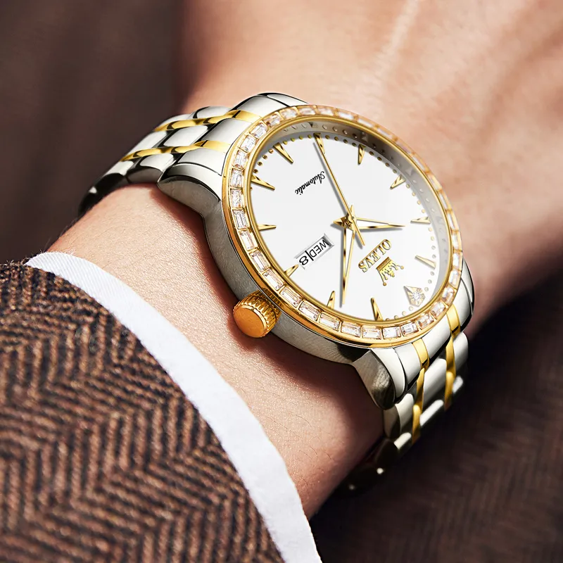 OLEVS Mechanical Movement Stainless Steel Watchband Watch Men's Watches White Dial-9