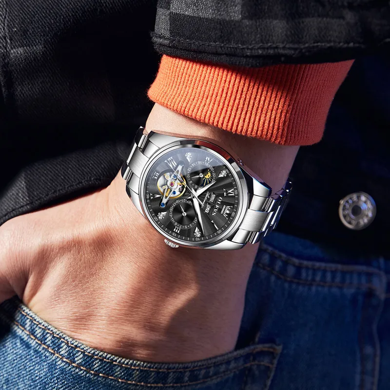 OLEVS Play The Cool Series Mechanical Movement Watch Men's Watches Black Dial-5