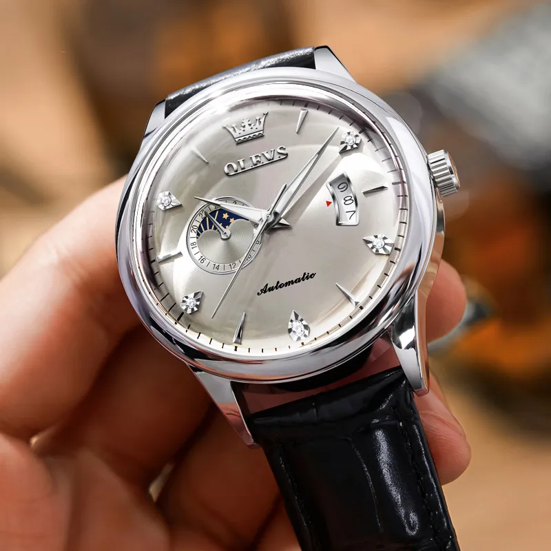 OLEVS Play The Cool Series Mechanical Movement Watch Men's Watches White Dial-20