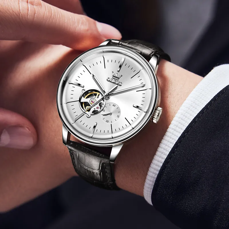 OLEVS Minimalist Series Automatic Mechanical Movement Watch Men's Watches White Dial-5