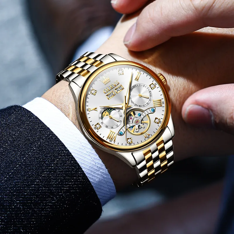 OLEVS Wisdom Series Mechanical Movement Watch Men's Watches Black Dial-11