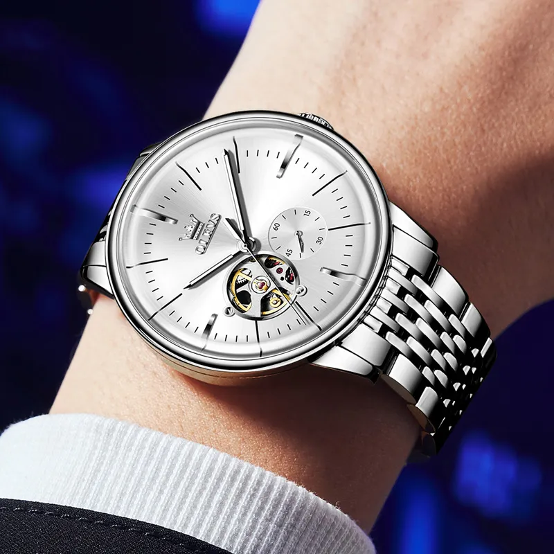 OLEVS Minimalist Series Mechanical Movement Watch Men's Watches White Dial-6