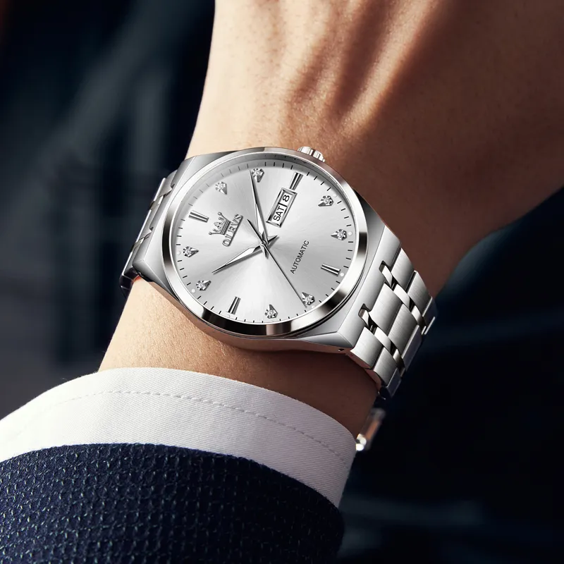 OLEVS Wisdom Series Mechanical Movement Watch Men's Watches White Dial-4