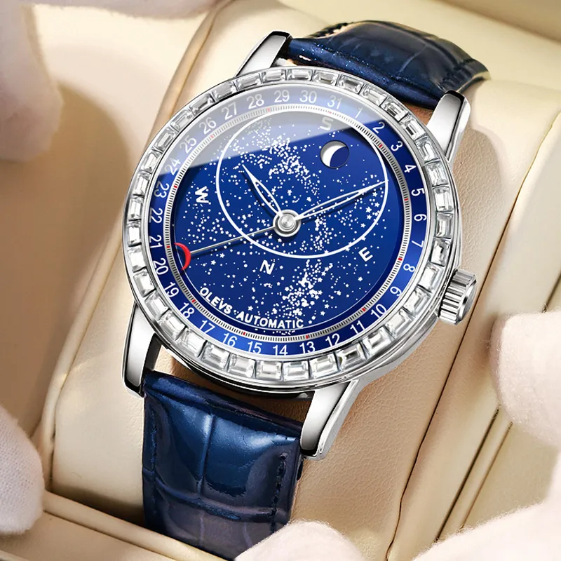 OLEVS Radiant Collection Automatic Mechanical Movement Watch Men's Watches Blue Dial-5