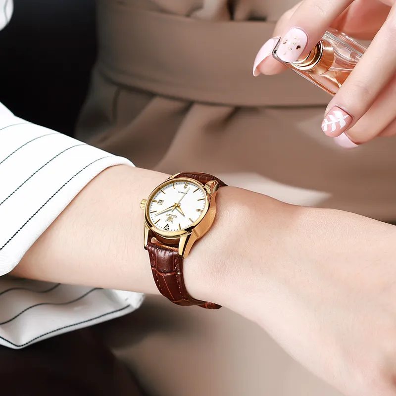 OLEVS Minimalist Series Mechanical Movement Watch Women's Watch White Dial-35