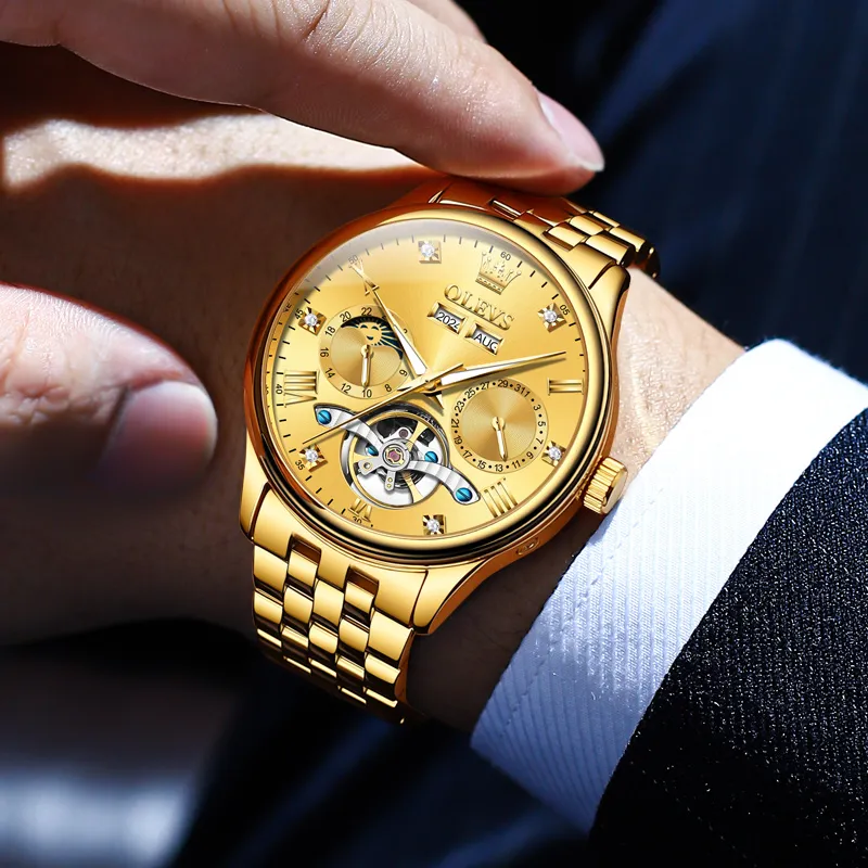 OLEVS Wisdom Series Mechanical Movement Watch Men's Watches Black Dial-18