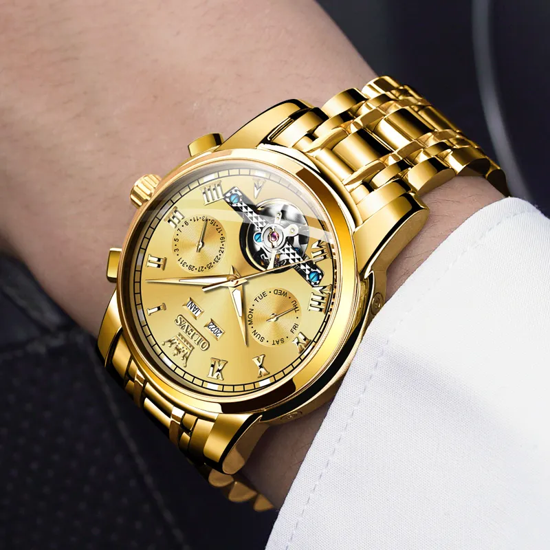 OLEVS Play The Cool Series Mechanical Movement Stainless Steel Watchband Watch Men's Watches Black Dial-24