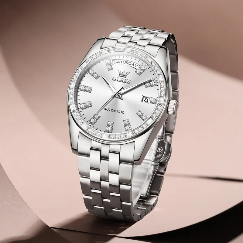 OLEVS Radiant Collection Mechanical Movement Watch Men's Watches White Dial-2